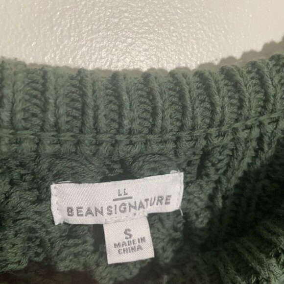 LL Bean Signature Old Money Heavy Cotton Cable Knit Fisherman Sweater Size SM - Picture 4 of 9